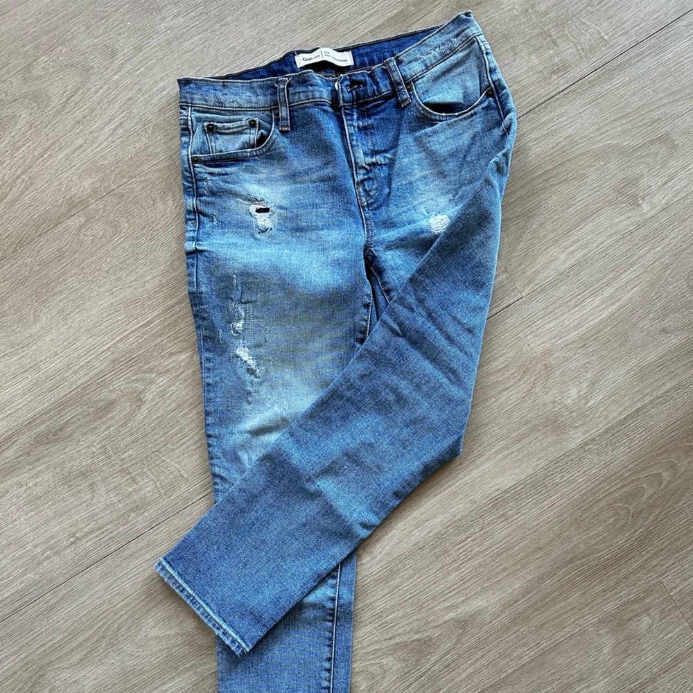 GAP Blue Boyfriend Jeans with Distressing and Fading